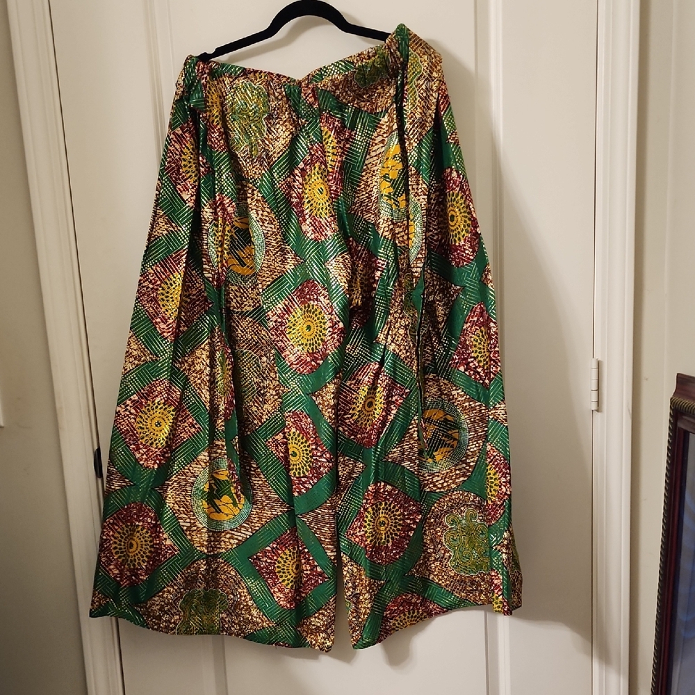 Green and Yellow Patterned Women's Palazoo Pants